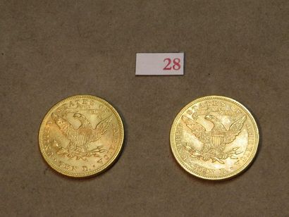 null Deux pièces de dix dollars US en or de 1894 (Poids Total:33,2gr)