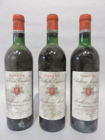 null Three bottles Château Poujeaux, Moulis-en-Médoc. 1972.