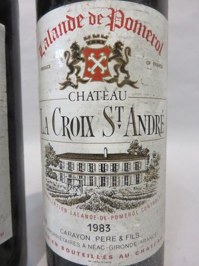 null Deux bouteilles Château La Croix Saint André, Lalande de Pomerol. 1983.