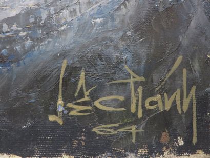 LECHANH (?) "Nu allongé", huile sur toile, sbd, daté 1964. 66x100 cm