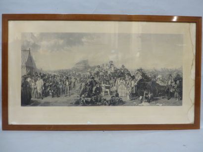 null D'après W.P.Frith, "The derby day", estampe anglaise (tachée). 79x136 cm