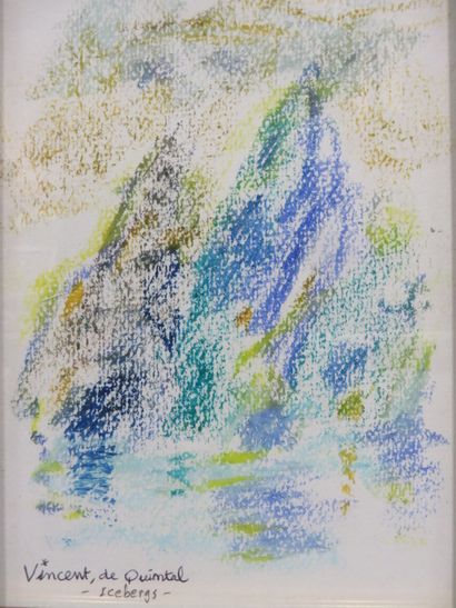 VINCENT DE QUINTAL "Iceberg", pastel sur papier. 18x13cm