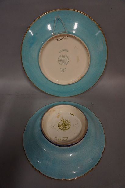 LONGWY Longwy earthenware dish (32 cm) and bowl (27,5 cm).