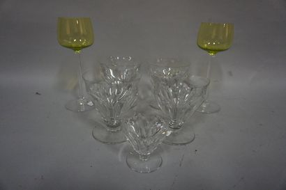 BACCARAT Seven Baccarat crystal glasses: four water glasses and one liqueur glass...