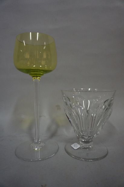 BACCARAT Seven Baccarat crystal glasses: four water glasses and one liqueur glass...