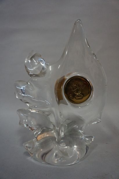 SCHNEIDER Pendule en cristal Schneider France. 28 cm