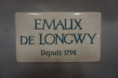 LONGWY Longwy earthenware plaque "Emaux de Longwy depuis 1798". 12x20x7 cm