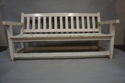 banc Large blanc en bois laqué blanc. 91x181x75 cm
