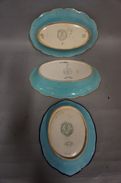 LONGWY Three Longwy earthenware bowls (35x22 cm, 34x22 cm, 28x22 cm)