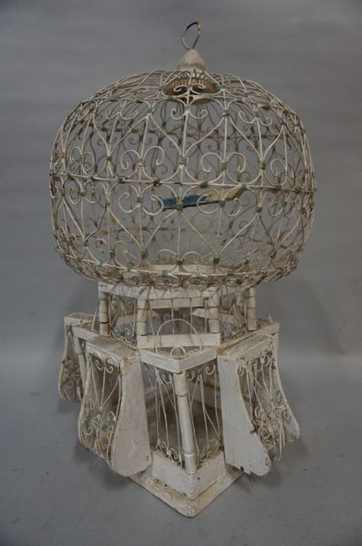 Cage White cage in wood and metal. 50 cm