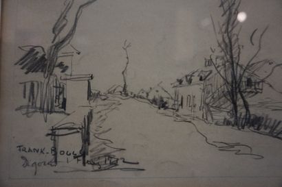 FRANK-BOGGS "Alley", charcoal, sbg, dated 1912. 14x22 cm.