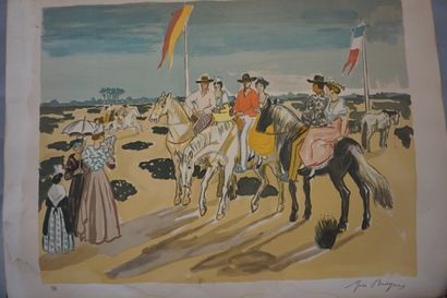 null D'après Yves Brayer : "Cavaliers", lithographie, sbd, 126/150 (tachée). 56x75,5...