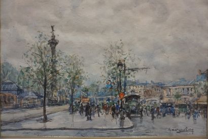Georges ROSE "Place de la Bastille", watercolor, sbd. 26x37 cm