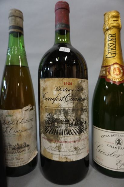null Manette de treize bouteilles : cinq champagnes (Ruinart, Laurent Perrier, Gissler),...
