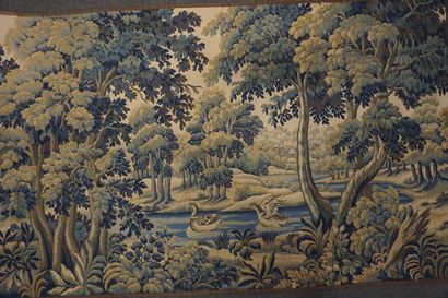 TAPISSERIE "Canards dans un parc", tapisserie XXe. 110x180cm