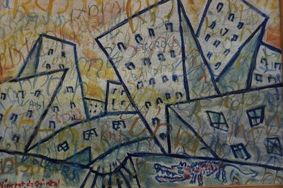 null Vincent de Quintal: "La cité des Lilas", huile sur toile, sbg, 24x33 cm