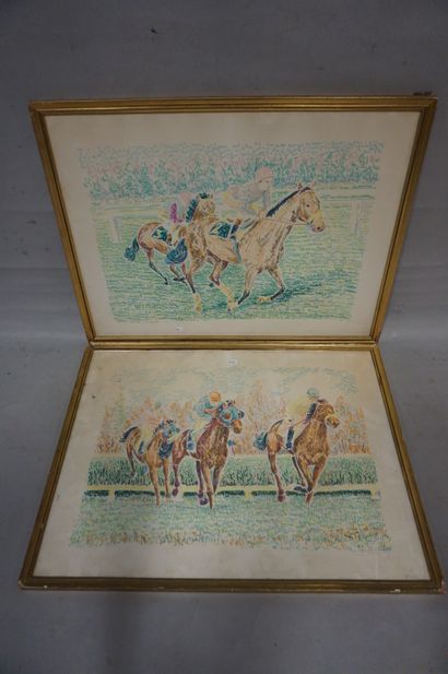 null "Courses de chevaux", deux estampes, sbd. 44,5x58,5 cm