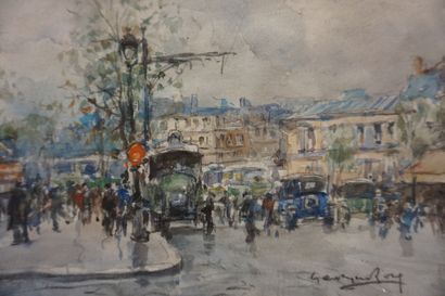 Georges ROSE "Place de la Bastille", aquarelle, sbd. 26x37 cm