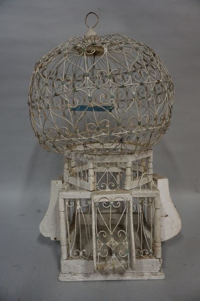 Cage White cage in wood and metal. 50 cm