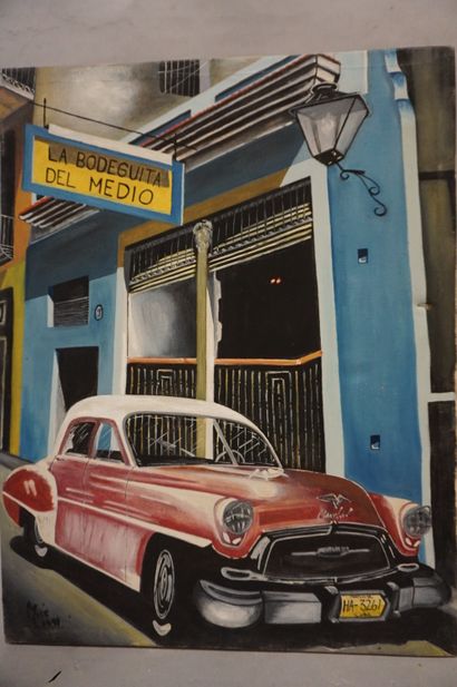 null Ecole cubaine, Mireya Dias, "La bodeguita del medio", huile sur toile, sbg,...