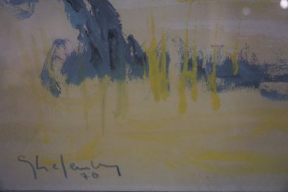 null Lefeuvre (?): "Champs d'oliviers", gouache, sbg, daté 1970. 38x50 cm