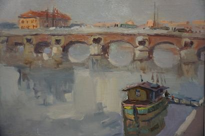 null School XXth: "Quai St Pierre", oil on panel, dated 1937. 27x35 cm.