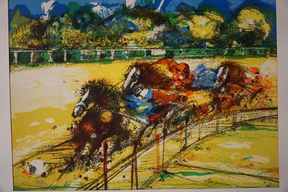 null "Harnessed trotting race", lithograph, sbg, 24/150. 53x73.5 cm.