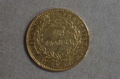 null Pièce de quarante francs français en or (13,8grs)