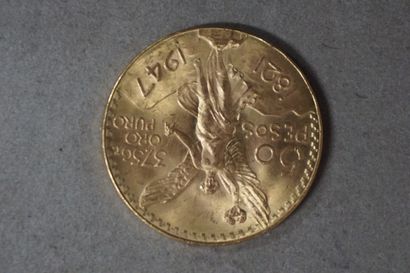 null Une pièce de cinquante pesos mexicains en or de 1947 (41,3grs)