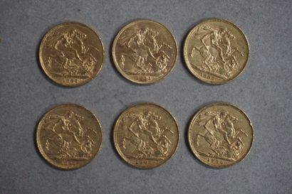 null Six souverains britanniques en or (Poids Total: 48grs)