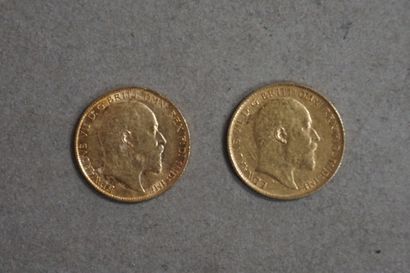 null Deux demi souverains britanniques en or (Poids Total: 7,8grs)