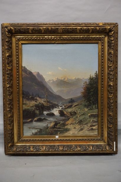 *M.RICARD "Torrent de montagne", huile sur toile, sbg. 65x53,5 cm