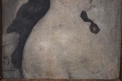 TOSHIO BANDO "Portrait de femme", huile sur toile marouflée sur carton, sbg. 21x18...