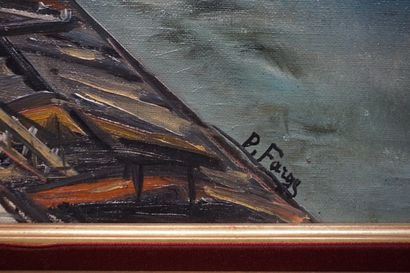 Pierre FARGE "Quai de scène", huile sur toile, sbd. 38x61 cm