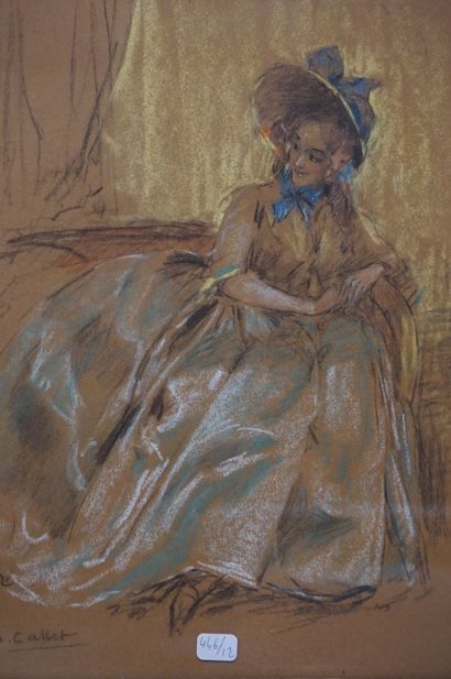Antoine CALBET (1860-1944) "Elégante assise", pastel, sbg. 31,5x23,5 cm