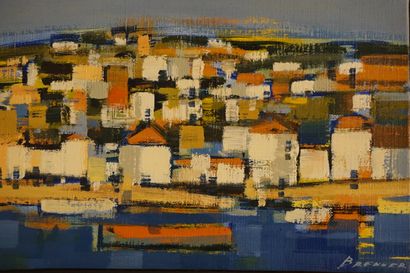 *Jacques BRENNER "Village côtier", huile sur toile, sbd. 24x16 cm
