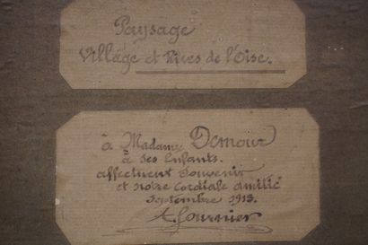 A. FOURNIER "Paysage, village et rives de l'Oise", huile, sbg. Situé, dédicacé et...