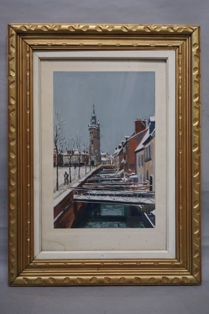 BILLON "Paysage hivernal", gouache, sbg. 48x31 cm