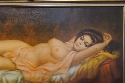 null D'après Vincent: "Femme allongée", reproduction (accident). 50x100 cm.