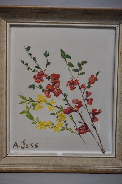 A. Joss "Fleurs", deux huiles sur panneau, sbg. 46x38 cm