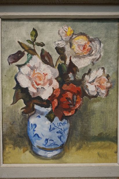 null "Bouquets", deux huiles. 27x22,5 cm et 19x26,5 cm