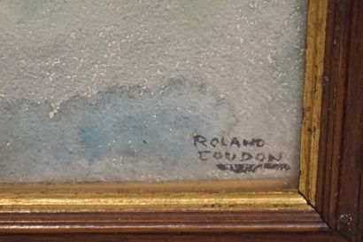 Roland COUDON "Orthez-tour Moncad", aquarelle, sbd, daté juin 1927. 55x40 cm
