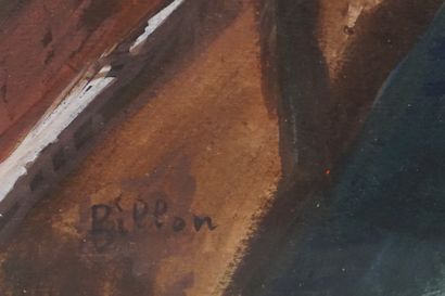 BILLON "Paysage hivernal", gouache, sbg. 48x31 cm