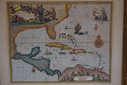 null Deux cartes : "Les Caraïbes" et "La France" (40x55 cm).