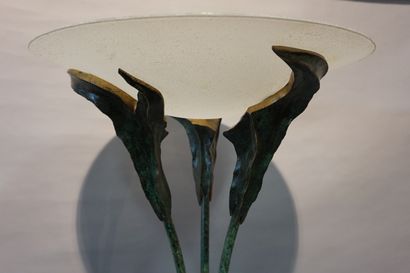 null Lampadaire vasque en métal laqué vert. 183 cm