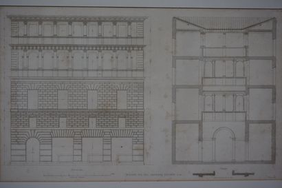 null "Italian architectural plans", three prints. 39x23 cm and 40x22 cm