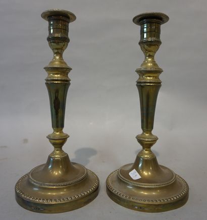 CHRISTOFLE Pair of silver plated candlesticks. 25 cm