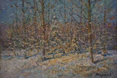 MARKOV "Snowy landscape", oil on isorel, sbd. 16x22 cm