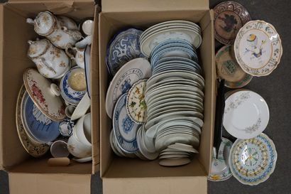 null Two handles of earthenware and porcelain, plates, dishes, cups, saucers, part...