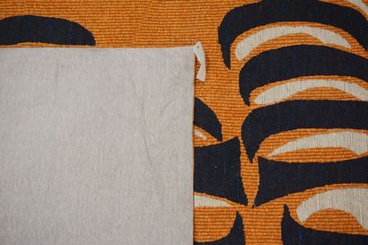 MIRABEL Abstract tapestry on orange background. 131x211 cm
